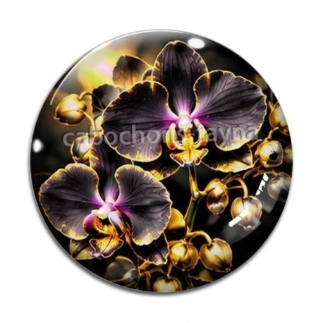 Cabochon Verre - fleur orchidée