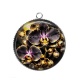 Pendentif Cabochon Argent - fleur orchidée
