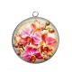 Pendentif Cabochon Argent - fleur orchidée