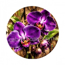 fleur orchidée violet- Cabochon verre ou résine, magnet