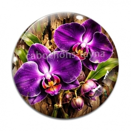 Cabochon Verre - fleur orchidée