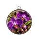 Pendentif Cabochon Argent - fleur orchidée