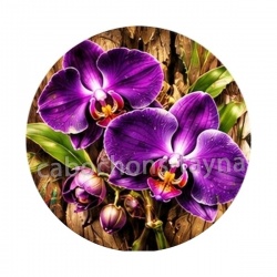 fleur orchidée violet- Cabochon verre ou résine, magnet