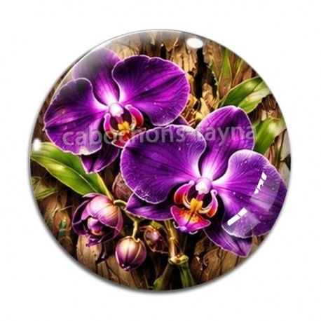 Cabochon Verre - fleur orchidée