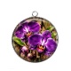 Pendentif Cabochon Argent - fleur orchidée