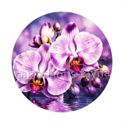 fleur orchidée parme- Cabochon verre ou résine, magnet, miroir