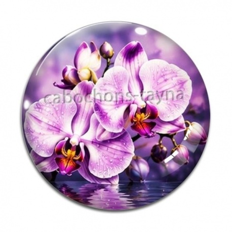 Cabochon Verre - fleur orchidée