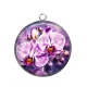 Pendentif Cabochon Argent - fleur orchidée