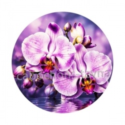 fleur orchidée  parme- Cabochon verre ou résine, magnet, miroir