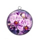 Pendentif Cabochon Argent - fleur orchidée