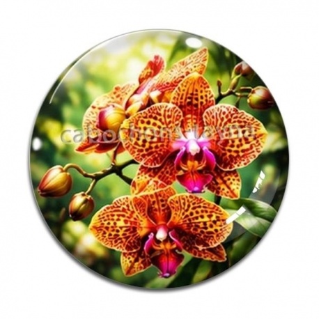 Cabochon Verre - fleur orchidée