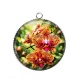 Pendentif Cabochon Argent - fleur orchidée
