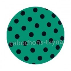 pois noir fond vert- Cabochon résine, cabochon verre, Pendentif