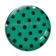 Cabochon Verre - pois noir fond vert