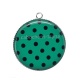 Pendentif Cabochon Argent - pois noir fond vert