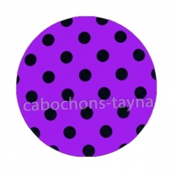 pois noir fond violet- Cabochon résine, cabochon verre, Pendentif
