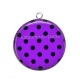 Pendentif Cabochon Argent - pois noir fond violet