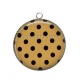 Pendentif Cabochon Argent - pois noir fond marron