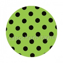 pois noir fond vert- Cabochon résine, cabochon verre, Pendentif