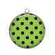 Pendentif Cabochon Argent - pois noir fond vert