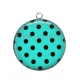 Pendentif Cabochon Argent - pois noir fond turquoise