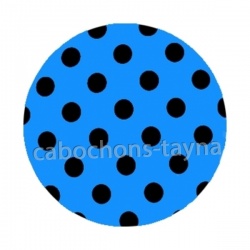pois noir fond bleu- Cabochon résine, cabochon verre, Pendentif