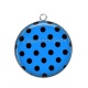 Pendentif Cabochon Argent - pois noir fond bleu