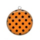 Pendentif Cabochon Argent - pois noir fond orange