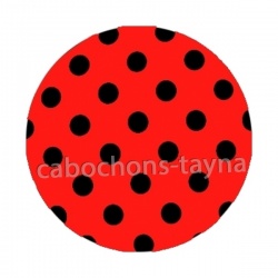 pois noir fond rouge- Cabochon résine, cabochon verre, Pendentif