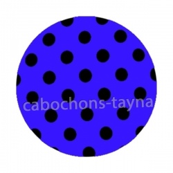 pois noir fond bleu- Cabochon résine, cabochon verre, Pendentif