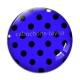 Cabochon Verre - pois noir fond bleu