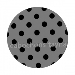 pois noir fond gris- Cabochon résine, cabochon verre, Pendentif