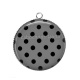 Pendentif Cabochon Argent - pois noir fond gris
