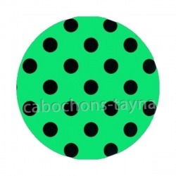 pois noir fond vert- Cabochon résine, cabochon verre, Pendentif