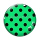 Cabochon Verre - pois noir fond vert