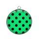 Pendentif Cabochon Argent - pois noir fond vert