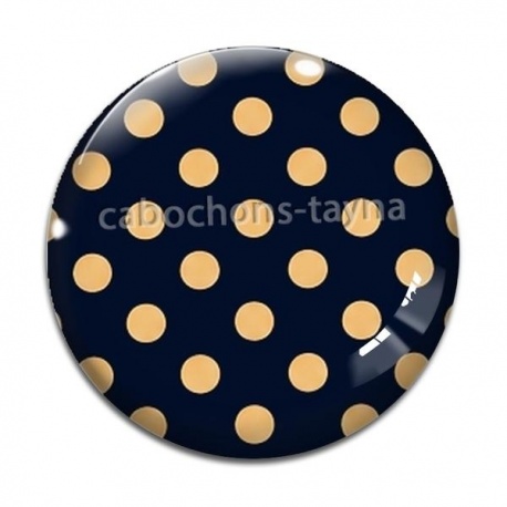 Cabochon Verre - pois noir fond camel