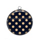 Pendentif Cabochon Argent - pois noir fond camel