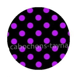 pois fond noir- Cabochon résine, cabochon verre, Pendentif