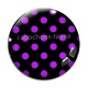 Cabochon Verre - pois noir fond violet