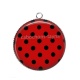Pendentif Cabochon Argent - pois noir fond rouge bordeaux
