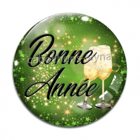 Cabochon Verre - bonne année- Cabochon, porte-clés, magnet, miroir