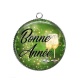Pendentif Cabochon Argent - bonne année- Cabochon, porte-clés, magnet, miroir