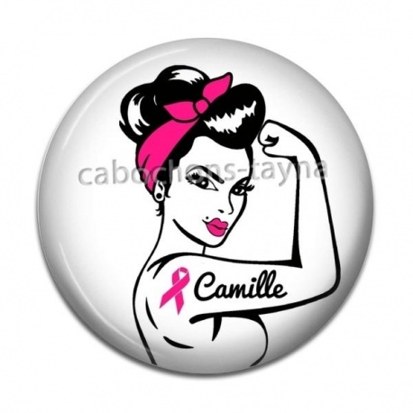 Cabochon Résine - Octobre Rose – Cabochon verre ou résine – Badge, porte-clés, Personnalisable