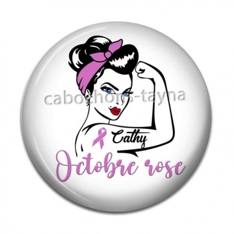 Cabochon Résine - votre prénom octobre rose