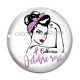 Cabochon Verre - Octobre Rose ruban rose – Personnalisable- Cabochon verre ou résine – Badge