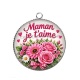 Pendentif Cabochon Argent - Maman je t'aime, Cabochon verre ou résine ?Porte-clés, magnet, miroir