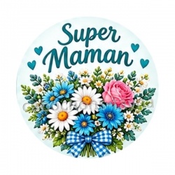 super maman- Cabochon verre ou résine, magnet, miroir