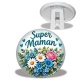 Trépied - super maman-Maman je t'aime- Cabochon verre ou résine, magnet, miroir