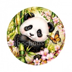 Panda- Cabochon verre ou résine, magnet, miroir, porte clés
